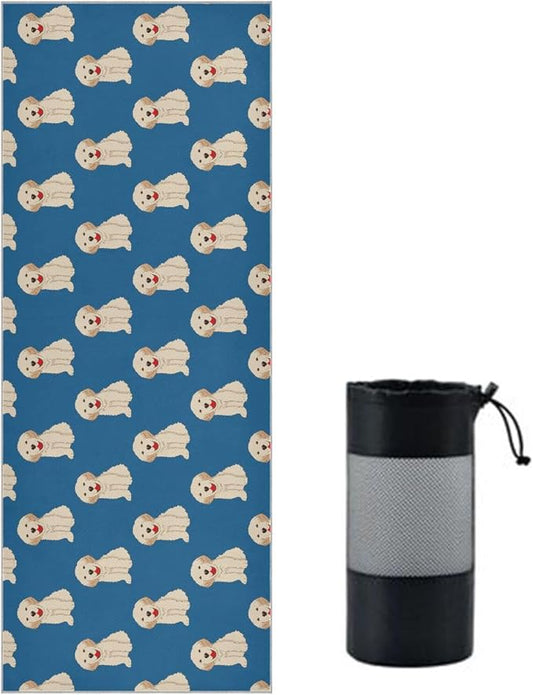 Labrador Golden Retriever Dog Yoga Mat Towel Non Slip Soft Sweat Absorbent Hot Yoga Mat Towel for Hot Yoga, Pilates and Workout-73 x 27 Inch
