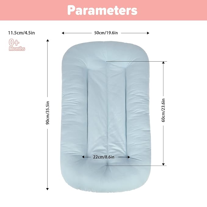 Baby Lounger for Infants Babies 0-24 Months, Bionic Organic Lounger, Soft Cotton Breathable Infant Floor Seats & Loungers for Newborn Baby Shower Gifts (Blue)