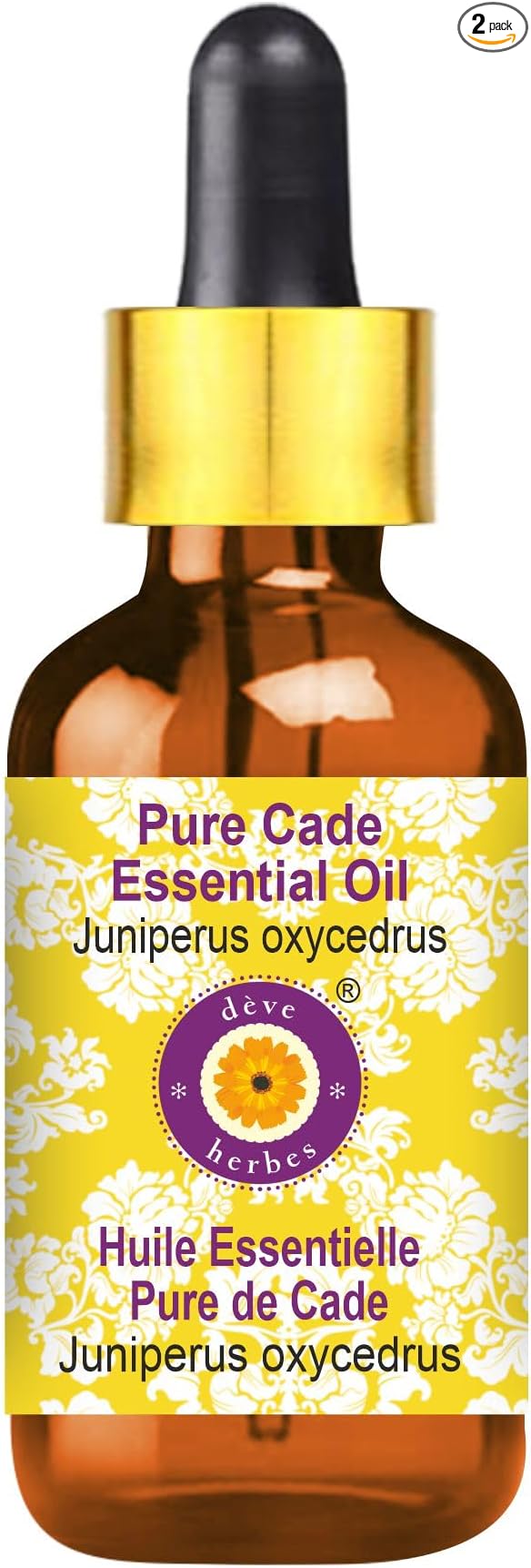 Deve Herbes Pure Cade Essential Oil (Juniperus oxycedrus) with Glass Dropper Steam Distilled 5ml (0.16 oz)