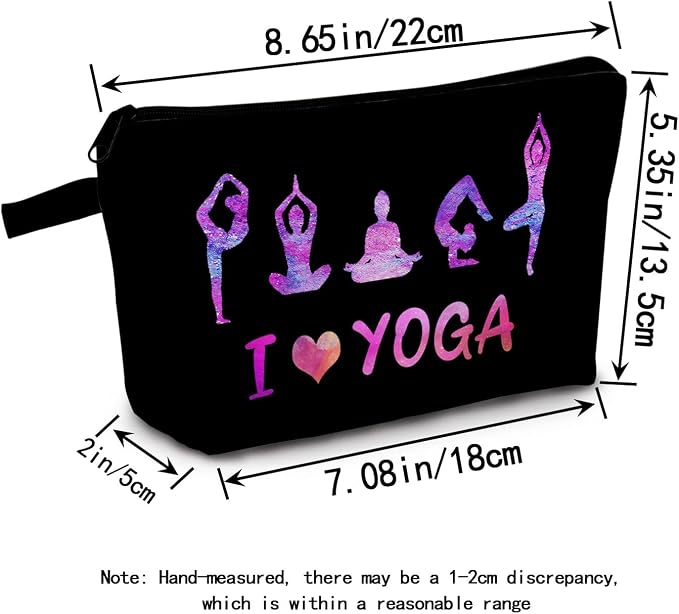 I Love Yoga Makeup Cosmetic Bag Pouch Yoga Gift Yoga Lovers Gift Yoga Instructor Makeup Bag Cartoon Cosmetic Pouch Yoga Accessories Zen Makeup Bag Yoga for Beginners Travel Toiletry Bag