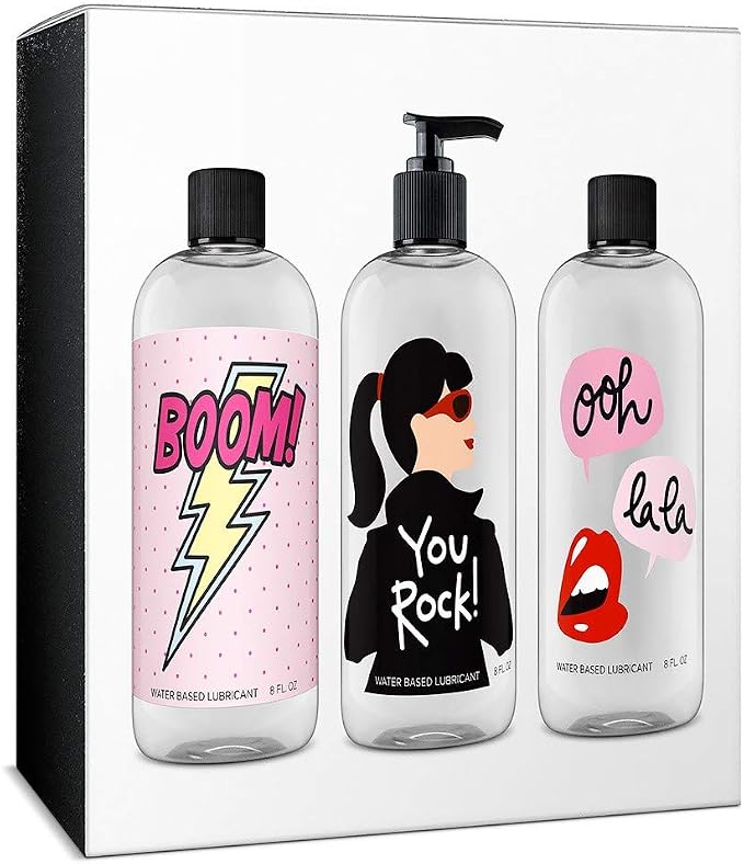 Personal Lubricant. Lulu Lube Natural Water-Based Lubes for Men and Women. (3 x 8oz)
