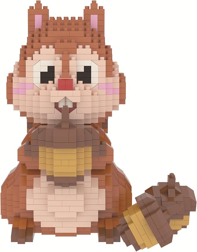 Larcele Animal Series Micro Building Blocks Animal Set, DIY Mini 3D Building Toy Bricks Kit,1449 Pieces KLJM-07 (Squirrel)