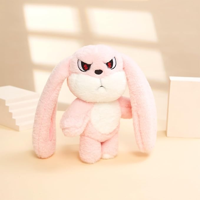 Bunny Plush Toy Stuffed Animal Funny Rotating Head Rabbit Plush Pillows Toy Cute Sensory Soft Stuffed Animals Doll That Show Your Mood Stuffed Bunny For Easter Christmas Birthday Gift，11in(Pink)