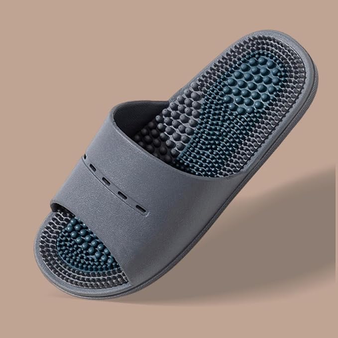 Acupressure Massage Slippers Acupressure Foot Massager Shoes Reflexology Sandals Gift for Men Women Reduce Feet Neuropathy Pain Relief and Tension (Dark Gray,US women10.5-12/men9-10.5)