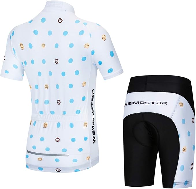 Hotlion Kids Cycling Jersey Set Short Sleeve Boys Mountain Bike Shirt Girls Cartoon Bicycle Tops Childs for Riding Biking