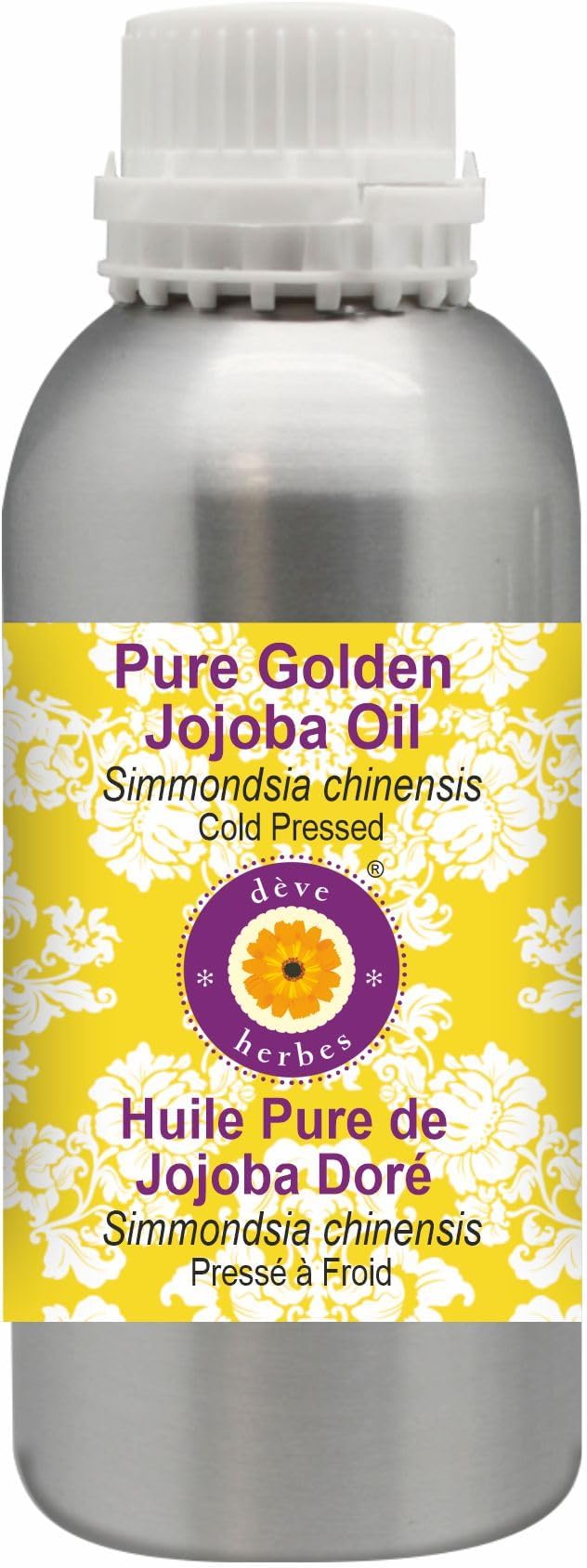 Deve Herbes Pure Golden Jojoba Oil (Simmondsia chinensis) Cold Pressed 300ml (10 oz)