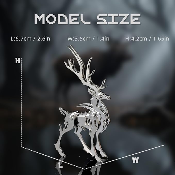 Mythical Forest Deer 3D Metal Puzzle Model for Adults, DIY Animal Sculpture 3D Model Kit Immersive Creative Building Model Art Desk Decor