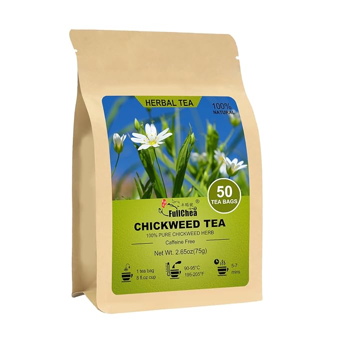 FullChea - Chickweed Tea Bags, 50 Count, Dried Chickweed Herb | Premium natural chickweed herbal tea, non-GMO, caffeine-free, crafted for gentle daily herbal enjoyment