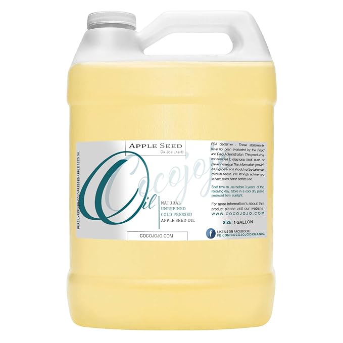 cocojojo Apple Seed Oil - Pure Natural Unrefined Bulk 128 oz - 1 Gallon Extra Virgin Cold Pressed for Face Skin Hands Hair Nails Facial Care Pyrus Malus