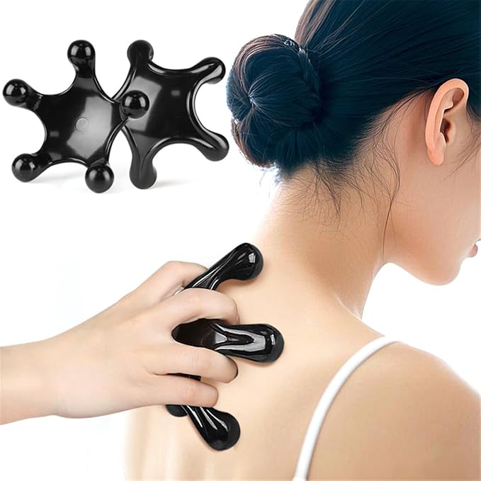 Trigger Point Massage Tools, 2 Pcs 5 Point Deep Tissue Manual Massager Handheld Body Massagers, Handheld Palm Pressure Point Massage Tool for Neck Shoulder Back Muscle Pain Relief (Black)