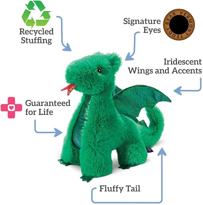 Vermont Teddy Bear Plush Dragon - Dragon Stuffed Animal, Green, 18 Inch