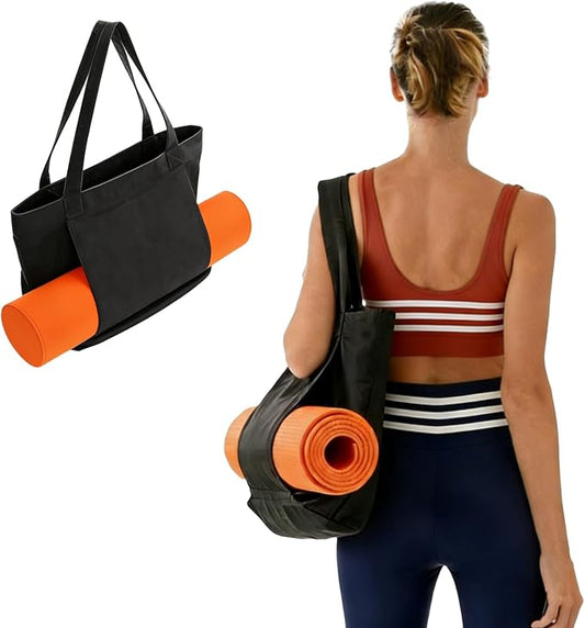 Yoga Mat Bag Carrier, Gym Bag with Yoga Mat Holder for Women Men, Waterproof Wet Pocket & Hook-and-loop Tote Bag for Yoga Gym Quick Access Storage
