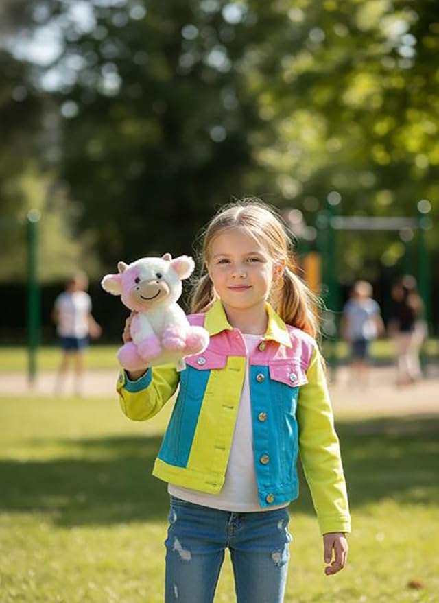 Cute Cow Plush Stuffed Animal Doll Toy 8 inch for Girls Boys (Siting Cow Light Pink)