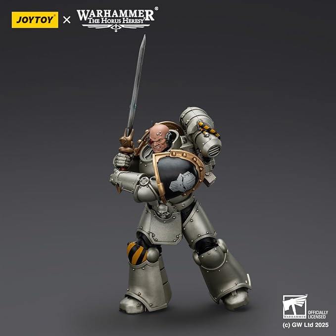 JOYTOY 1/18 Action Figures - Warhammer The Horus Heresy Iron Warriors Command Squad Chosen with Legion Standard - 5‘’,Highly Posable Collectible Model Ages 15+