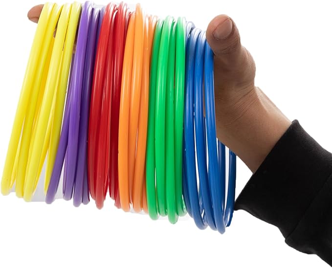 Generic 24 Pcs Multicolor Plastic Ring Toss Game for Kids and Outdoor Toss Rings for Speed and Agility Practice Game