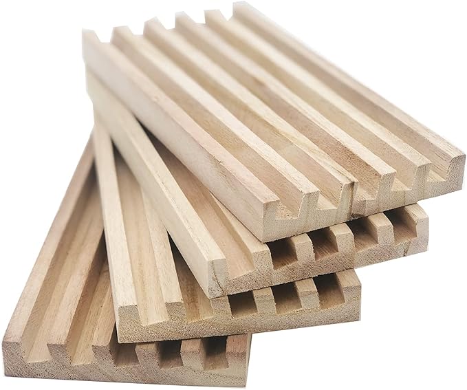 Wooden Domino Trays/Racks Set of 4 Mexican Train Domino Trays/Racks Double 12 Tiles Holders Rack Domino Tiles Holders Domino Wood Holder【 Dominoes not Included】