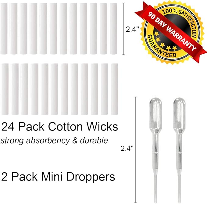 6 Pack Refillable Blank Aluminum Nasal Stick for Essential Oil, Portable & Reusable Nasal Inhaler w/ 24 Cotton Wicks, Personalized Aromatherapy inhaler for Clarity and Focus, Perfect for Travel & Work