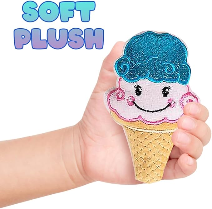 ArtCreativity Plush Ice Cream Cone Toys for Kids, Set of 12, Soft and Cuddly Soft Stuffed Toys, Includes Assorted Colors and Designs, Plush Party Favors for Kids, Cute Ice Cream Theme Decorations