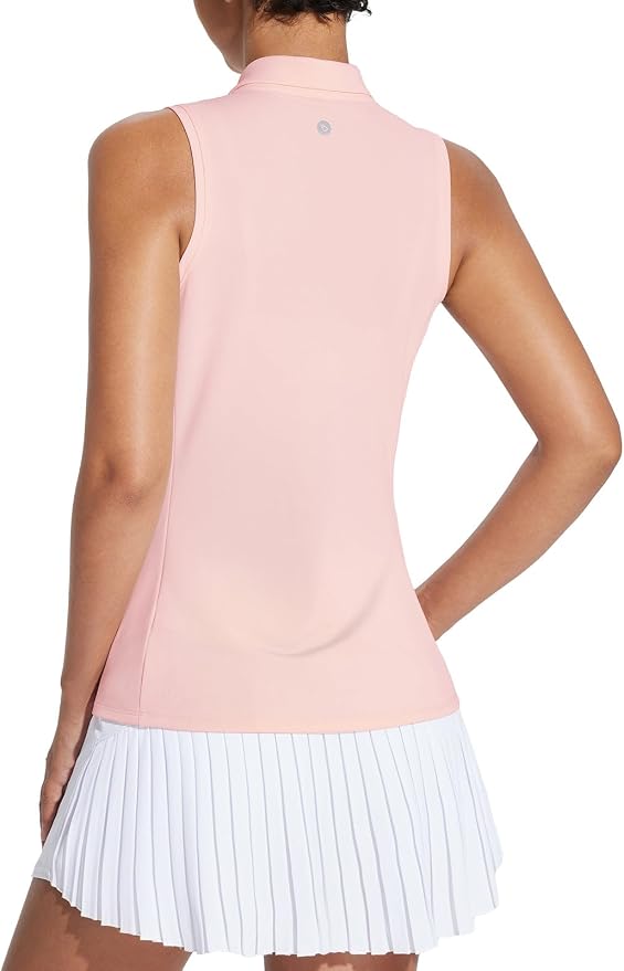 baleaf Women's Golf Shirts Sleeveless Polo Racerback with Zipper Collar | Upf 50+ Sun Protection; Racerback for Free Movement; Quick-Dry and 1/4 Zipper Collar.Perfect for Golf, Tennis and Pickleball