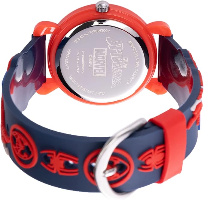 Marvel Spiderman Watch for Kids - Spiderman Watch Boys - Spider-Man Watches for Boys 4-6 - Toys - Kids - Marvel Toddler - Silver Case - 3D Silicone Plastic Strap