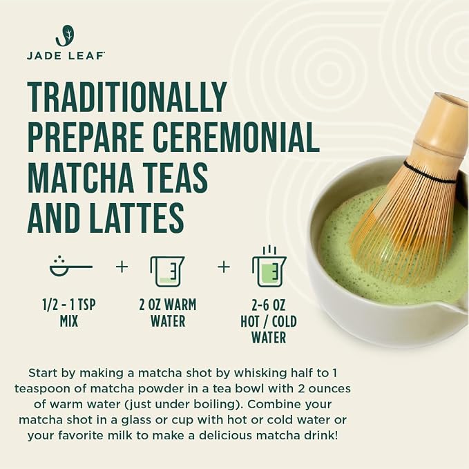 Jade Leaf Matcha Organic Ceremonial Grade Teahouse Edition Matcha Powder - 100% Pure Japanese Premium First Harvest Green Tea for Ceremonies, Usucha, Lattes 30g / 1.06 Oz Pouch (Pack of 1)