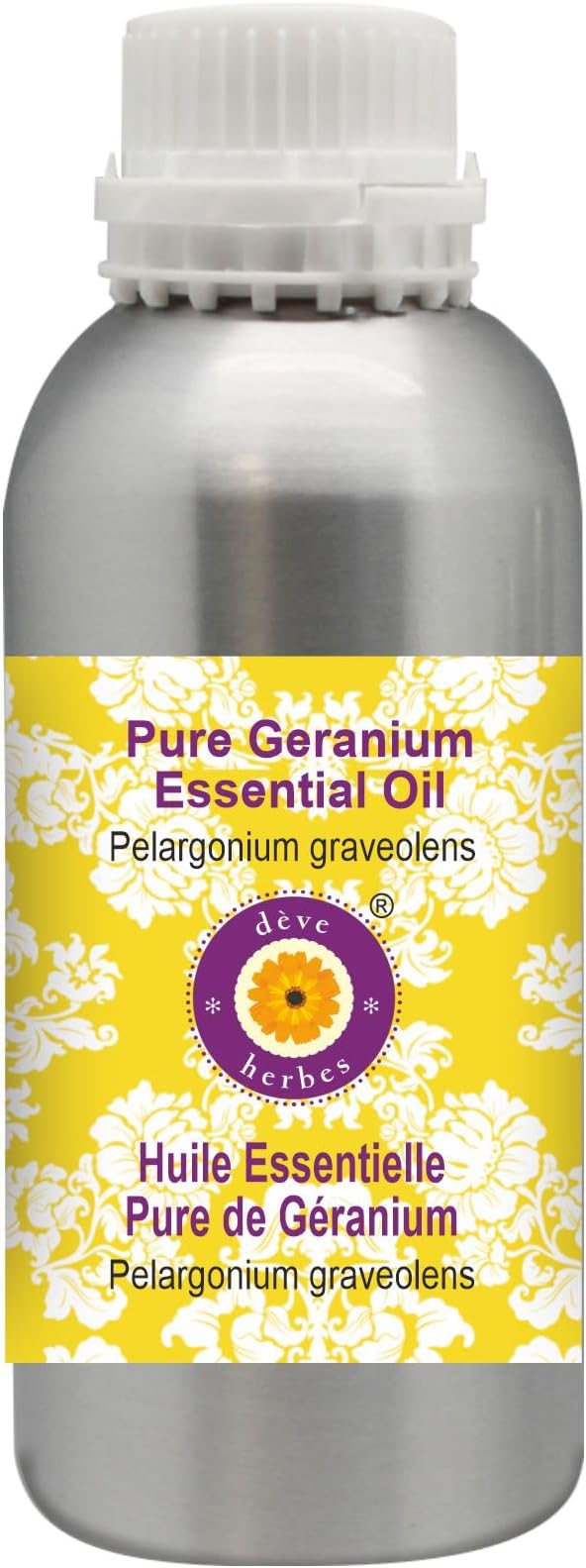 Deve Herbes Pure Geranium Essential Oil (Pelargonium graveolens) Steam Distilled 1250ml (42 oz)