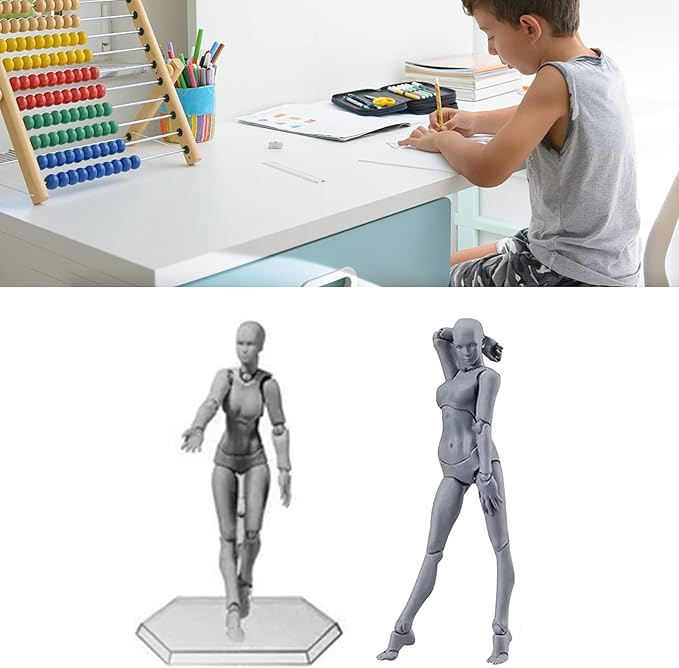 PVC Drawing Figure Action Mannequin, PVC Drawing Figure Model Drawing Figure Mannequin, Action Figure Body, for Sketching, Painting, Drawing, Female Artist (Male) (Women #14)