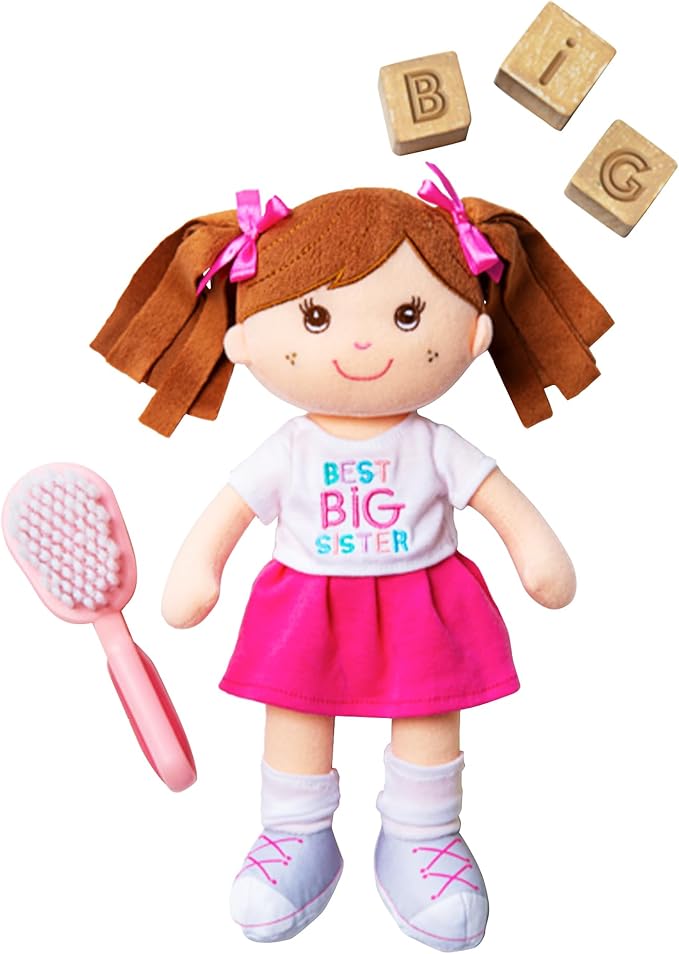 MartLoop Best Big Sister Doll Bundle - Includes Doll, Book, and Stickers – Perfect Sibling Gift from Baby or Toddler, 3 Piece Bundle