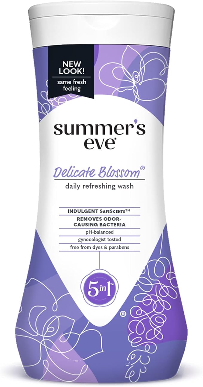 Summer's Eve Delicate Blossom and Amber Nights Daily Refreshing All Over Feminine Body Washes, Remove Odor, pH Balanced, 15 fl oz Each