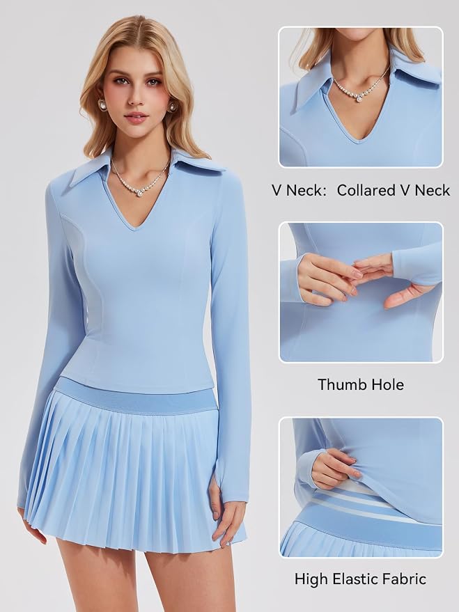 Women 2 Piece Tennis Skirt Set Polo Golf Outfits Racerback Tank Top Pleated Skort with Pockets Summer Workout Athletic Dress