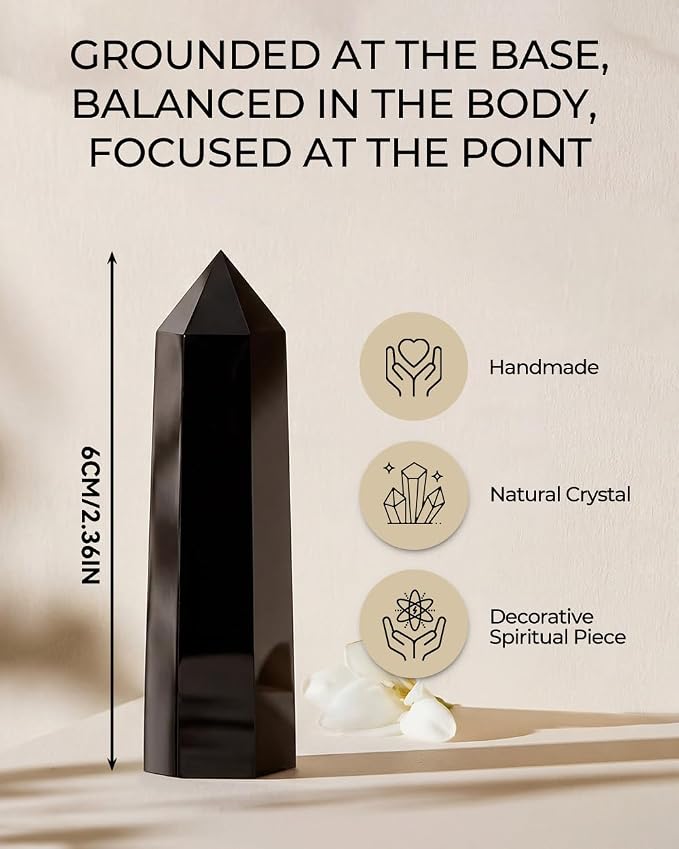 Natural Healing Crystal Wand Set - 2.4-2.8" Polished Gemstone Point Obelisk - Obsidian Hexagonal Towers for Reiki Energy, Chakra Balancing, Meditation & Home Office Decor - Spiritual Gifts for Women