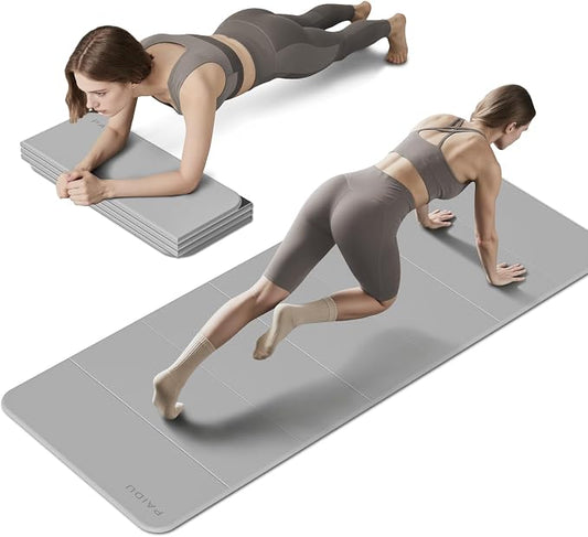 PAIDU Foldable Fitness Yoga Mat | 2/5" (10MM) Extra Thick | SGS Certified Non-Slip TPE | 75x26" Extra Long-Wide | Portable & Easy Store | for Yoga, Pilates, Home Gym & Full-Body Workouts