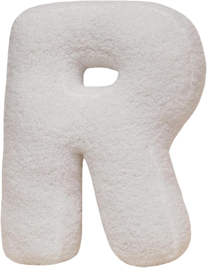 MOJUN Letter Pillows, Soft Plush Decorative Initial Letter Shaped Throw Pillows for Sofa Couch Bed, Cute Letter Pillows English Alphabet A to Z for Living Room Bedroom Floor Car Decoration, R