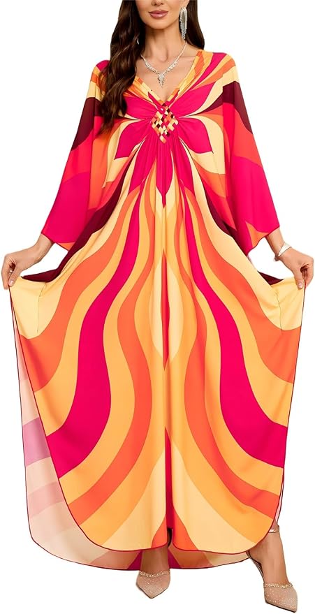 Mumu Dresses for Women Plus Size, Bohemian Kaftan Beach Cover Up Long Maxi Nightgown Soft Loungewear