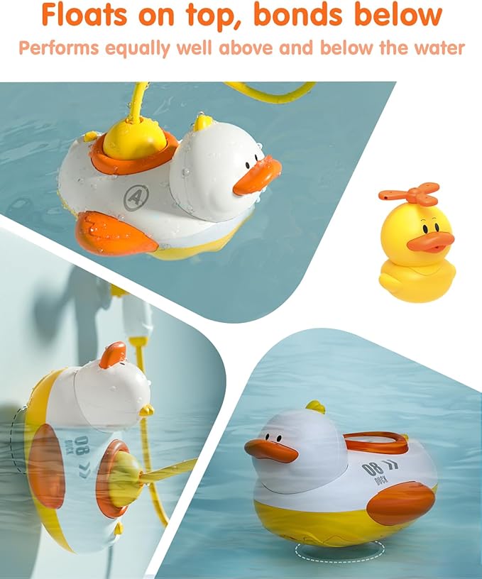 Duckie Baby Bath Toys for Kids Ages 1-3, Baby Shower Head for Bathtub with Three Squirting Ducks, Birthday Gift for Toddler Boys Girls