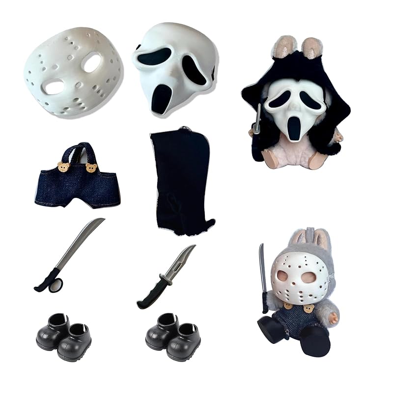 Two Sets Of 17cm Doll Clothes For Halloween Scary Mask Doll Accessories Cute Halloween Costumes For Dolls Create The Cutest 17cm Fashion Doll For Halloween