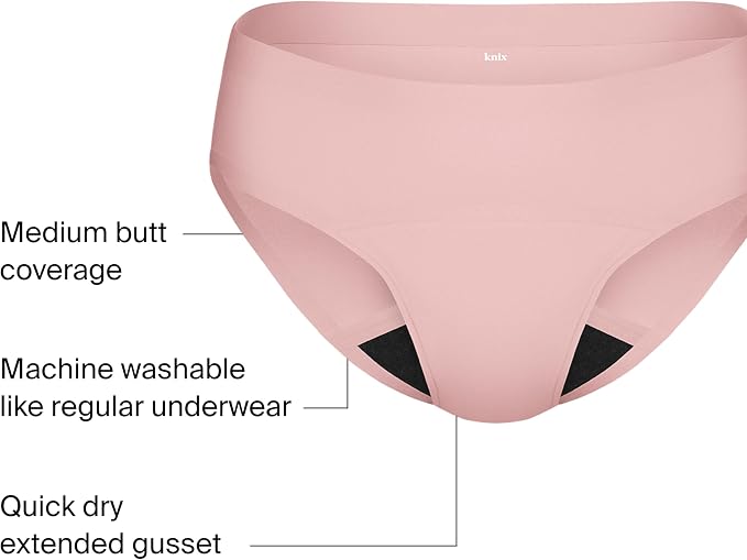 KNIX Super Leakproof No-Show Bikini Period Underwear – Heavy Flow, Reusable Absorbent Menstrual & Incontinence Panties