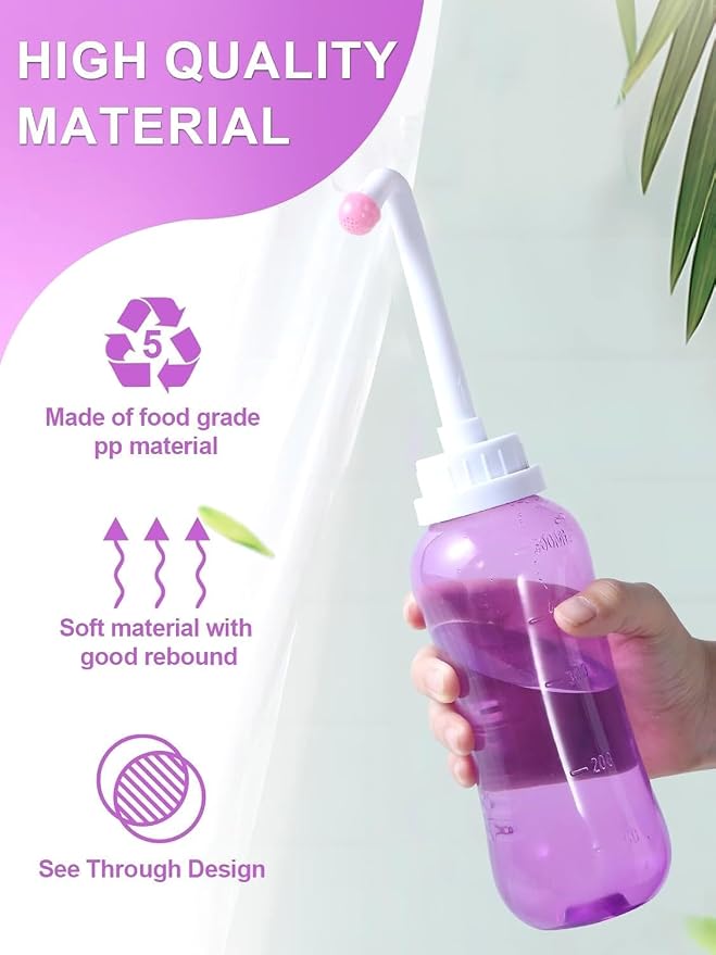 Portable Bidet with Intimate Washcloths - Bidet Sprayer with 2 Nozzle for Wash and Anal Douche, Bottle BPA-Free for Care