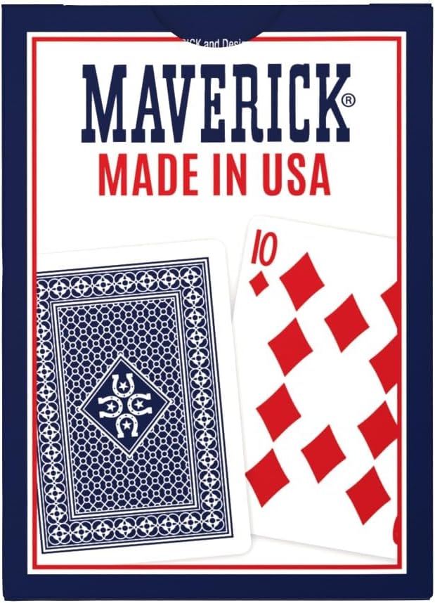 Maverick Playing Cards 12 Pack, Made in USA, Standard Index, Red and Blue Decks, Bulk Playing Cards for Poker, Card Games, and Family Game Night