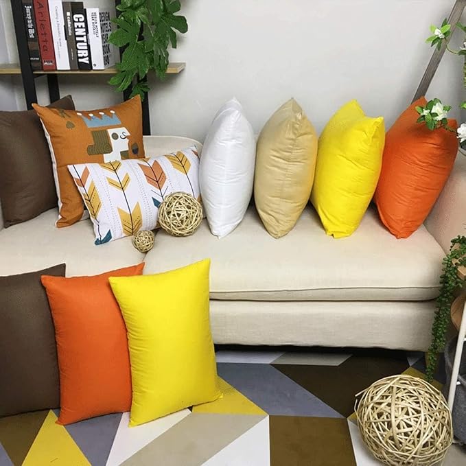 4-Pack 100% Cotton Comfortable Solid Decorative Throw Pillow Case,Thmyo Square Cushion Cover Pillowcase Sublimation Blank Pillow Covers DIY Throw Pillowcase for Sofa Bedroom(20x20 inch/ 50x50cm,Khaki)