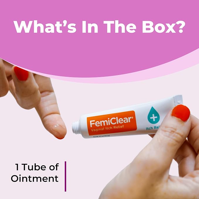 FemiClear Vulva Itch Relief Ointment, Fast-Acting, 0.5 Oz | Soothing Relief for Vaginal Itching, Burning, Irritation, Discomfort, Steroid-Free Care, All-Natural & Organic Ingredients