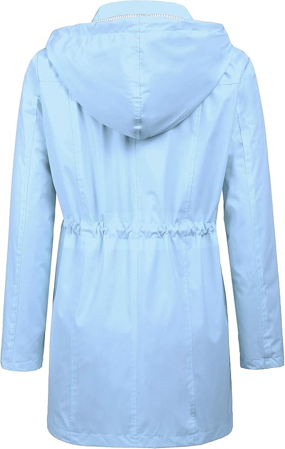 LOMON Raincoat Women Waterproof Long Hooded Trench Coats Lined Windbreaker Travel Jacket S-XXL