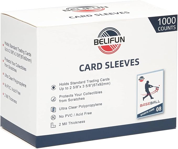 1000ct Soft Trading Card Sleeves - Clear Penny Sleeves, Toploaders for Trading Cards, Card Protector Sleeves for Standard Cards, Baseball Cards, Sports Cards, Game Cards, MTG, Football Cards