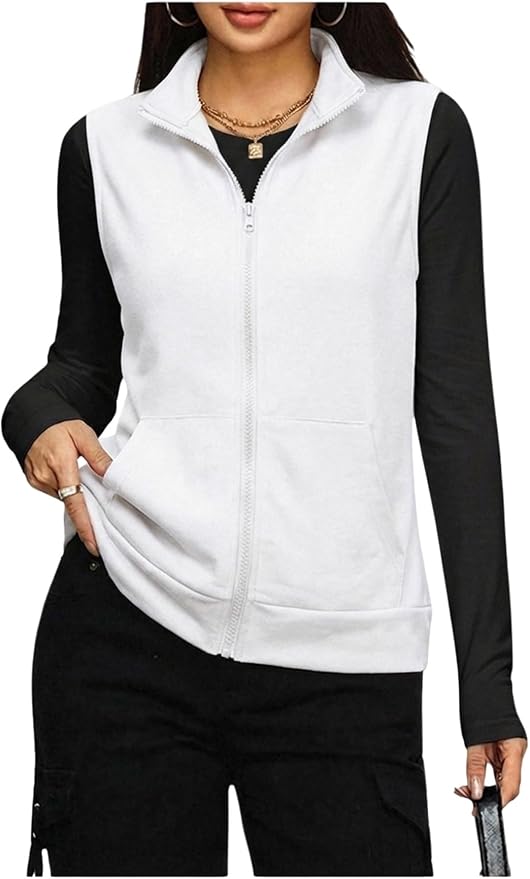 SOLY HUX Womens Zip Up Lightweight Vests Jackets Scrubs with Pockets | Casual, Sleeveless, Spring, Summer