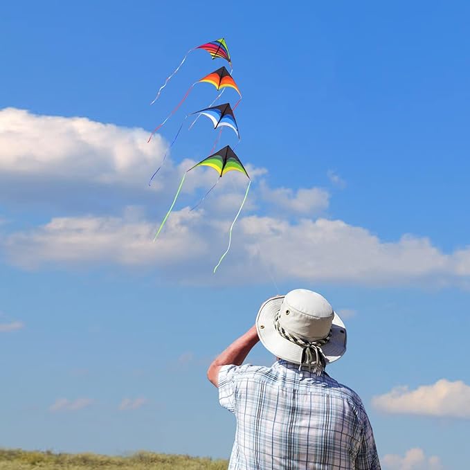 Mint's Colorful Life Delta Kite for Kids & Adults, Extremely Easy to Fly Kite for Beach Trip, Best Kites for Beginners, 300ft String Handle Included