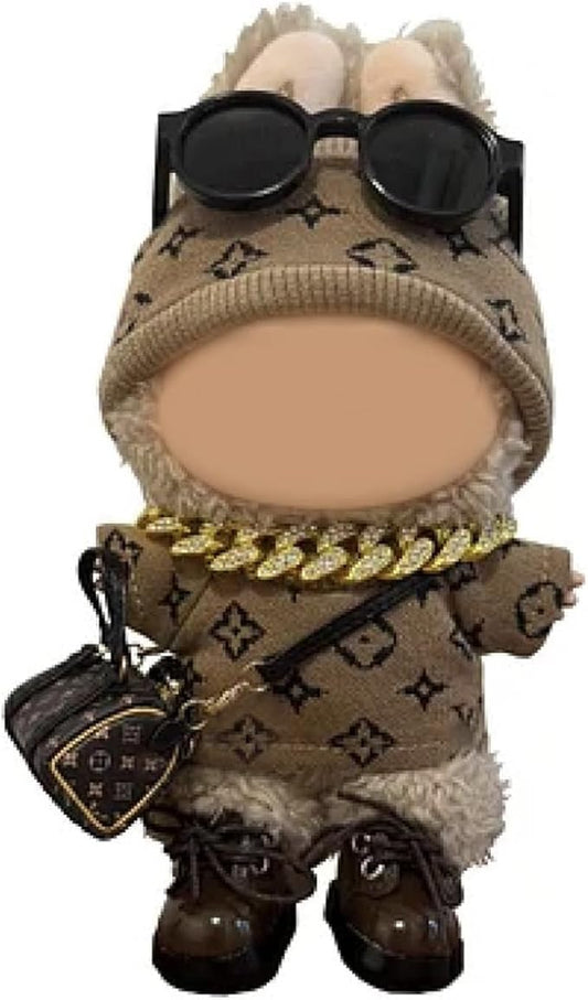 for Labubu Clothes/for Labubu Outfits,Clothes Set for 17cm Lububu Doll,3 Piece Set Hat Clothing for LA BUBU, Boys and Girls Stylish Adorable Dolls Clothes Accessories (No Doll) (033)
