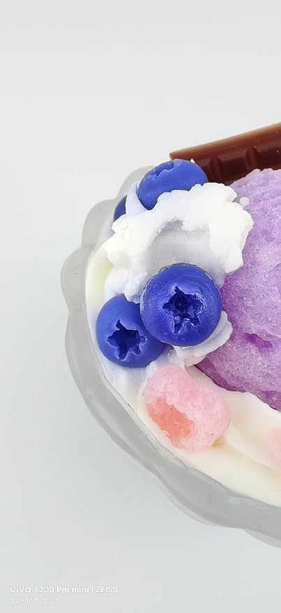 Generic Ice Cream Aromatherapy Candles, Glass Goblet, Decorative Dessert Shape, Fruit Fragrance, Birthday Festival Gift (Blueberry Lemon)