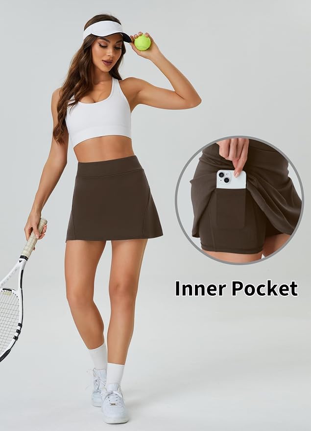 Womens Tennis Skirt Crossover High Waisted Skort with Pockets Shorts | Athletic Skirts for Golf Running Workout Pickleball, Aesthetic Activewear, Sporty Athleisure Style