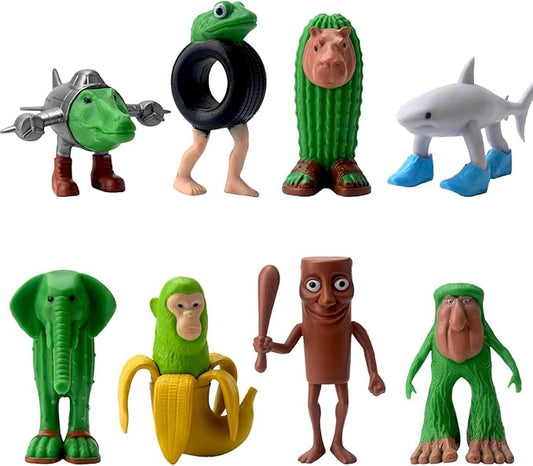 8PCS Italian Brainrot Meme Shark Figures Toys, Tralalero Tralala Figures Toys,Collectible Animals Figurine Doll Brain Rot Cake Toppers Birthday Gifts Party Decorations