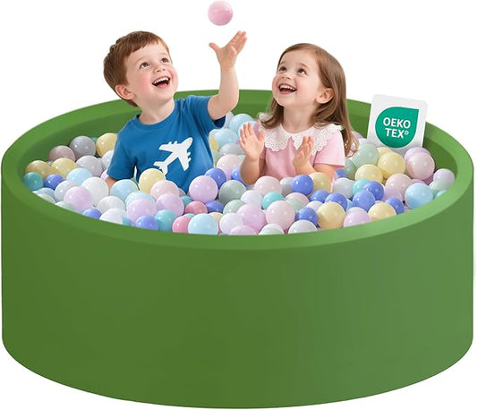 Ball Pit for Toddlers 47.24''x15.75'' Baby Ball Pits Round Foam Ball Pits Lagre Kids Ball Pit Kids Play Ball Pool Ideal Gift for Children (Green, NO Balls)